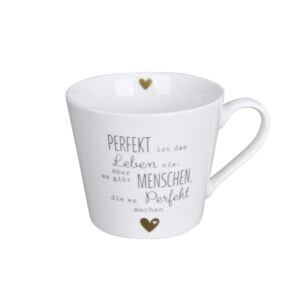 Krasilnikoff Tasse „Perfekt ist das Leben nie“
