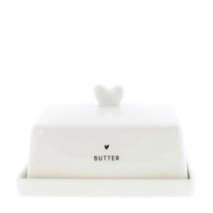 Bastion Collections: Butterdose „Fleet“ weiß mit schwarzem Herz